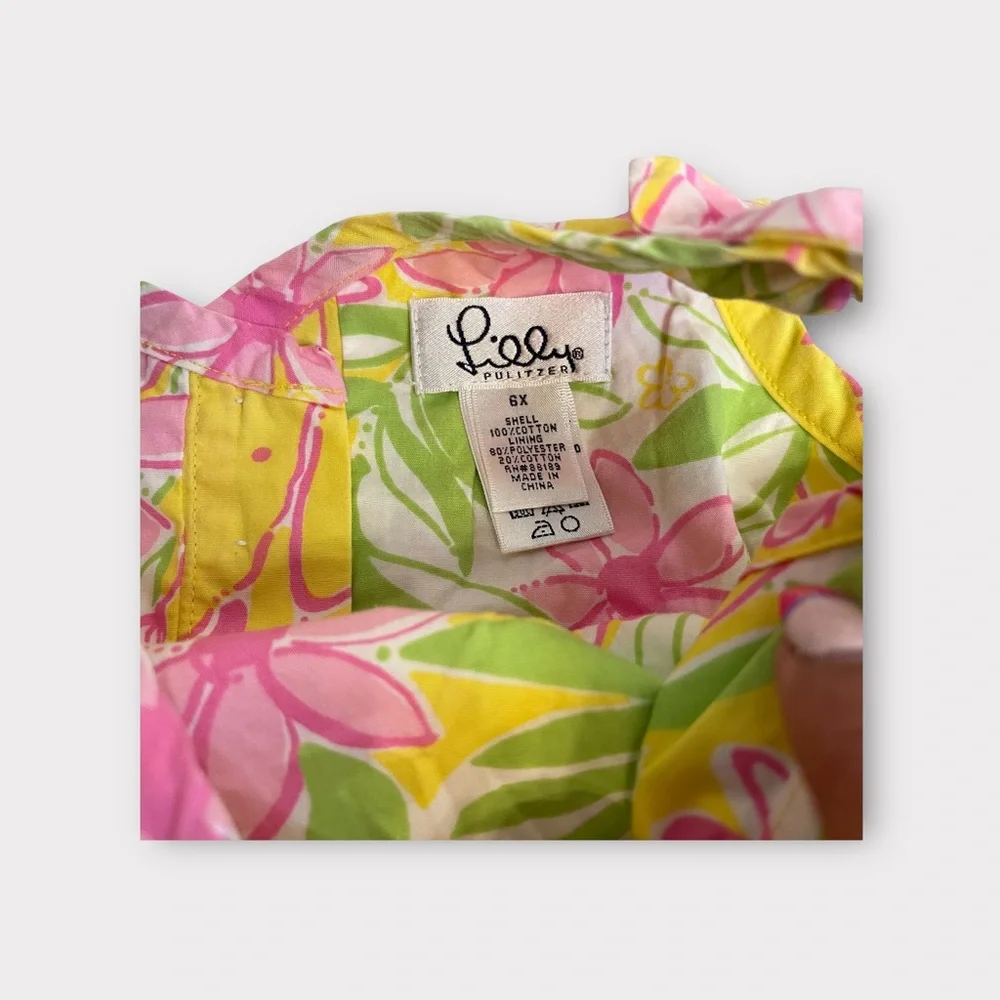 Lilly Pulitzer Sleeveless Yellow Floral Elephant Sleeveless Dress